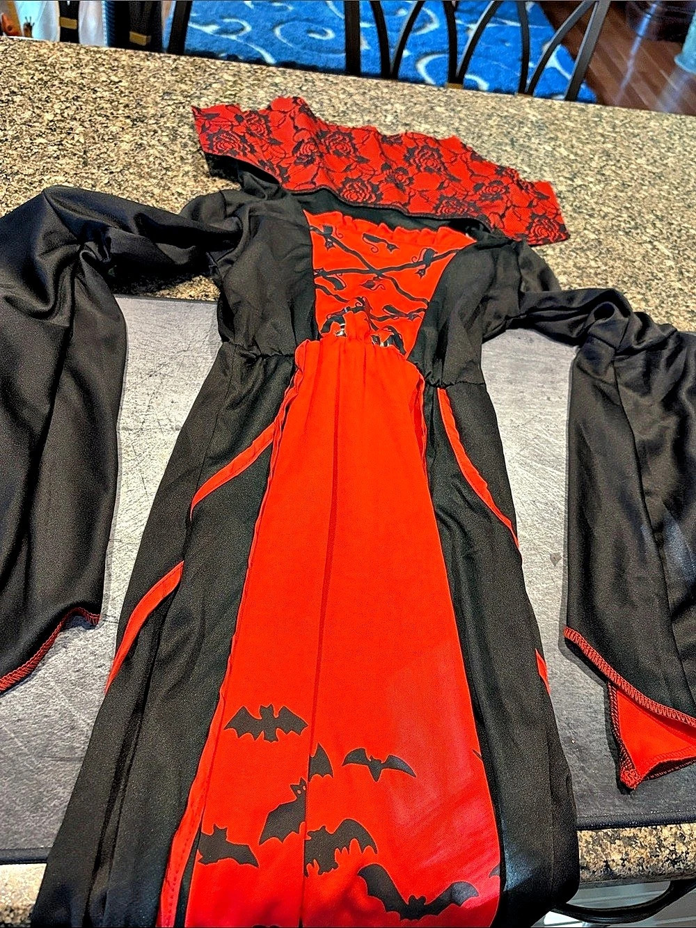 Kids Halloween Bat Costume Red & Black